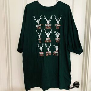Reindeer‎ Hunter Men's T-Shirt Tagless Short Sleeve Crew Neck Green Size 3XL NEW